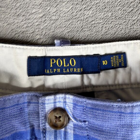Polo Ralph Lauren Shorts Womens 10 Blue Plaid Linen Blend Preppy Classic Summer - Picture 3 of 12